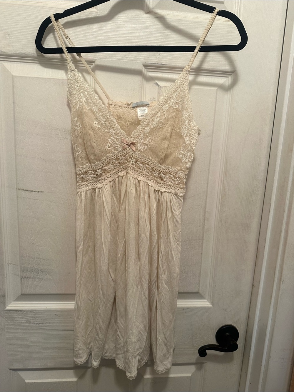 Cream Lace-Front Slip Top Dress Coquette Indie Sleepwear Babydoll Grunge